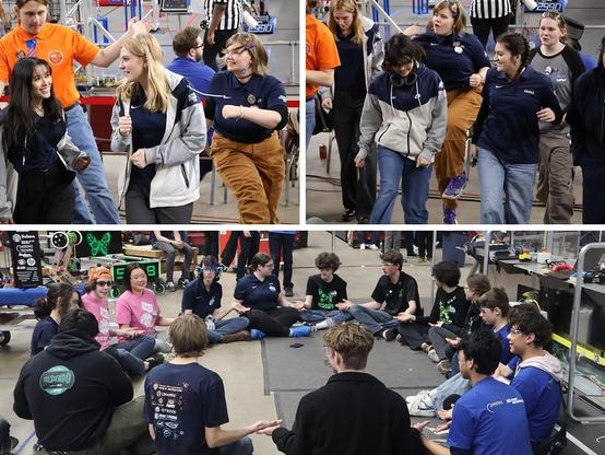Photos of students and mentors at the competition