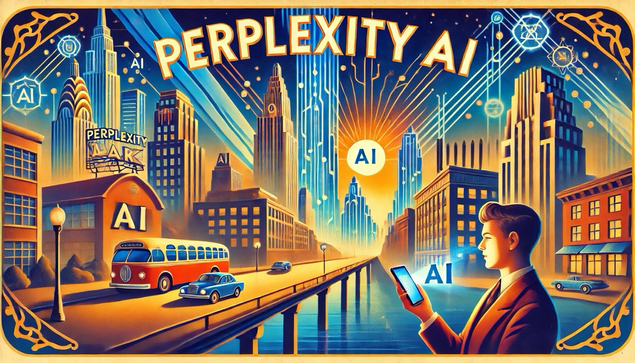 Colorful drawing of a man with a smartphone in an American city