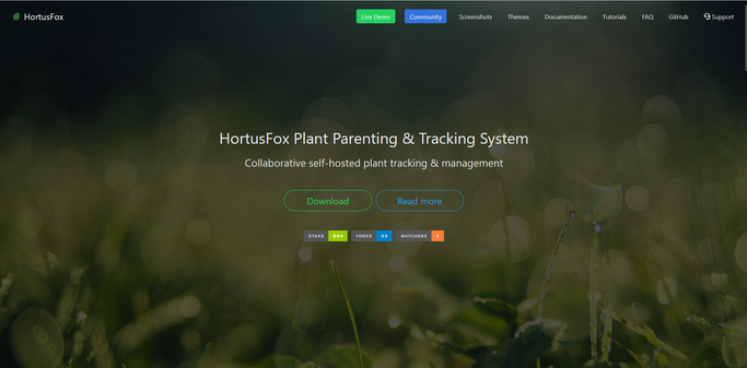 The improved look of the HortusFox homepage.