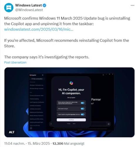 Wondering why your Copilot disappeared after the March 2025 Windows 10/11 updates? You're not alone! Microsoft unintentionally removed it. Don't panic—here’s how to get it back quickly! #WindowsUpdate #Copilot #TechFix #Windows11 #Microsoft