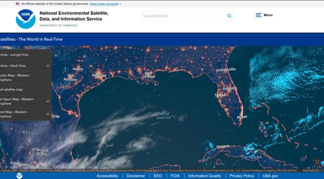 A screenshot of a NOAA live map site at the following webpage https://www.nesdis.noaa.gov/imagery/interactive-maps/earth-real-time 
The body of water to the rhs of Mexico has the new incorrect name for The Gulf of Mexico. 