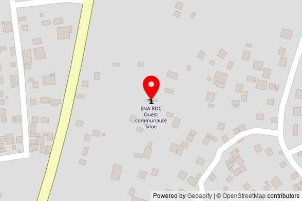 A zoomed out map with a pin at the position of ENA RDC Ouest communauté Siloe, RN1, Boma, Democratic Republic of the Congo