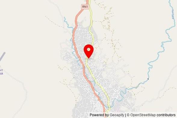 A partially zoomed out map with a pin at the position of ENA RDC Ouest communauté Siloe, RN1, Boma, Democratic Republic of the Congo