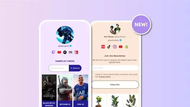 Preview of linkinbio icons with official colors. E.g. YouTube Red