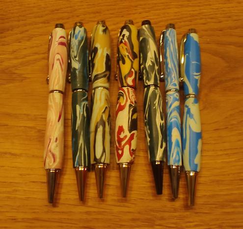 HDPE pens showing a marble pattern
