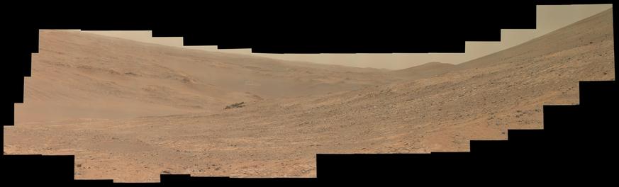 An ochre toned mosaic capturing a Martian landscape.