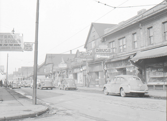 The flourishing Black business district in Detroit, Mich., photographed in 1942. Arthur S. Siegel