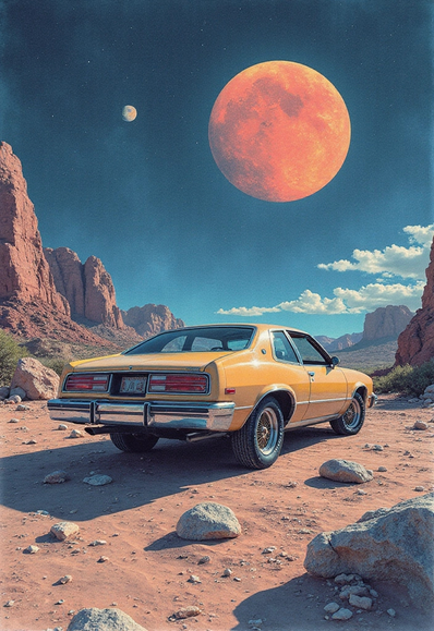 Model: Juggernaut Flux Pro
(retro futuristic,1980s. manga, meticulous detail, watercolor, illustration) car parked on a alien metal planet 