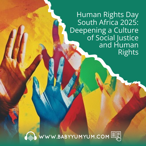 🌍✨ This Human Rights Month, let’s reflect on South Africa’s journey towards equality and freedom. 🇿🇦 March 21st marks  a time to celebrate our progress, honour the struggles of the past, and renew our commitment to a future of social justice and human rights for all. 🙌  Read our new article on Deepening a Culture of Social Justice and Human Rights: https://zurl.co/n3oXw   #BabyYumYum #BYY #HumanRightsDay #SocialJustice #EqualityForAll #SouthAfrica #HumanRights #March21 #Inclusion