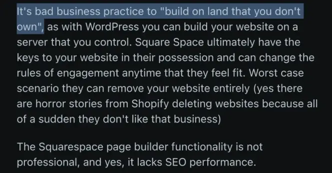 bad-practice-to-build-on-land-you-dont-own self hosted website vs platform account