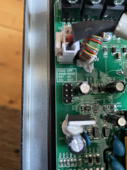 PCB with a pin header labeled: VDD5 VPP SGND RST SCL SDA
