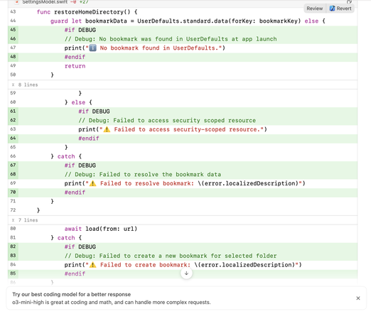 image of ChatGPT adding conditionals to the debug version, so they don't leak into release