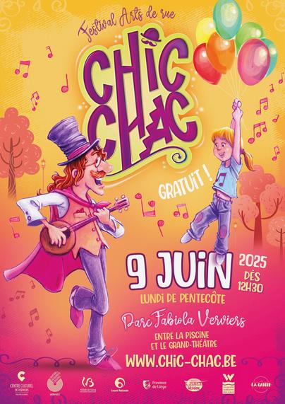 Le 09 juin 2025 (lundi de Pentecôte)  le Centre culturel de Verviers, en partenariat avec le Comptoir des ressources créatives de Verviers (CRC), vous convient à leur 𝟑è𝐦𝐞 é𝐝𝐢𝐭𝐢𝐨𝐧 𝐝𝐮 𝐅𝐞𝐬𝐭𝐢𝐯𝐚𝐥 𝐂𝐡𝐢𝐜-𝐂𝐡𝐚𝐜, 𝐅𝐞𝐬𝐭𝐢𝐯𝐚𝐥 𝐝𝐞𝐬 𝐀𝐫𝐭𝐬 𝐝𝐞 𝐑𝐮𝐞 à 𝐕𝐞𝐫𝐯𝐢𝐞𝐫𝐬 !

Spectacles de cirque, de musique, de magie ou encore de théâtre… gratuits dans l’espace public pour le plaisir de tous !