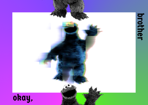 A captivating image displays a dynamic blue stuffed animal in flight, against a dreamy, blurred purple backdrop. The black text adds a bold contrast in the bottom right, creating a visually striking and intriguing composition.