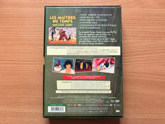 Arrière de la boite collector du film d'animation Les Maitres du Temps.