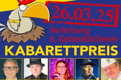 Kabarettpreis "Westfälisches Blindhuhn"
Die Preisträger*innen: Andrea Volk, Zauberer Hieronymus und John Doyle Comedy. Moderator ist hans-gerzlich.de.
https://www.kabarett-news.de/News-vom-24.03.2025-westfaelisches-blindhuhn.html
Plakat Copyright Inner Wheel Club Gelsenkirchen
