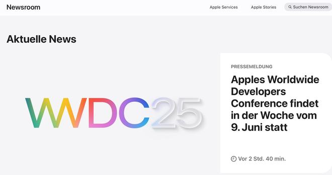 Screenshot WWDC in Rainbow colours.
