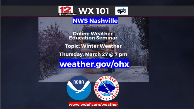 Next #Weather101 #weathereducation webinar from NWS Nashville: winter weather, coming up Thursday at 7 PM CDT. 

More information and registration: https://www.weather.gov/ohx/weather101 