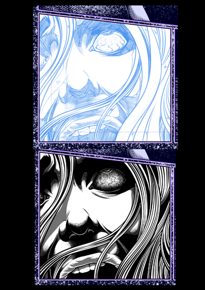 Before and After. Pencils and inks from my upcoming horror comic.
