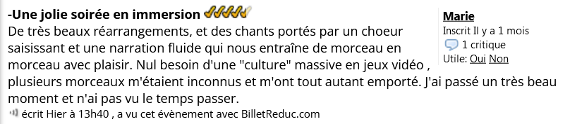 Screenshot d'un commentaire élogieux dont le texte original se trouve ici : https://www.billetreduc.com/367013/evtcrit.htm 