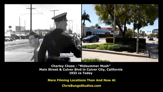 Culver City Filming location then and now Charley Chase movie Midsummer Mush from 1933.