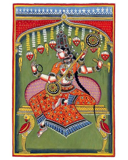 Saraswati Hindu Goddess Music Knowledge Art 1700s India