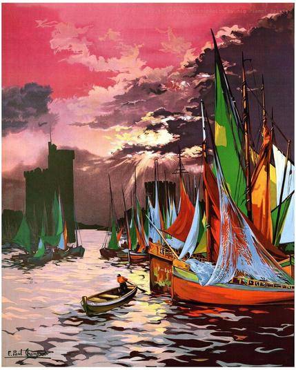 Sailing Boats Port Entrance La Rochelle France 1928 E. Paul Champseix