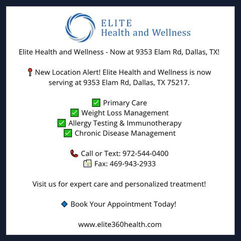 Elite Health and Wellness - Now at 9353 Elam Rd, Dallas, TX!