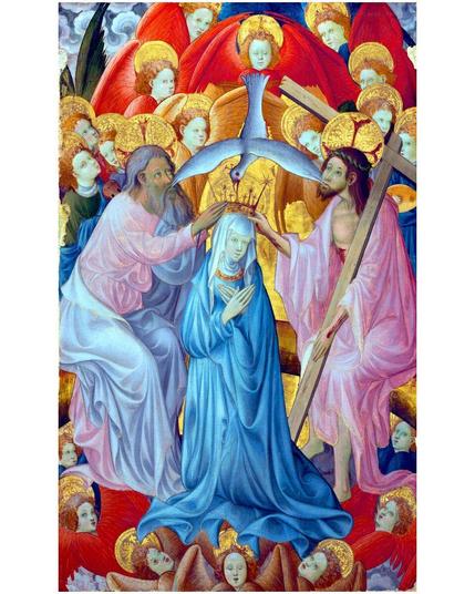 Coronation of Virgin Mary with Trinity and Angels, Valencia, Spain 1400 Master of Rubielos de Mora