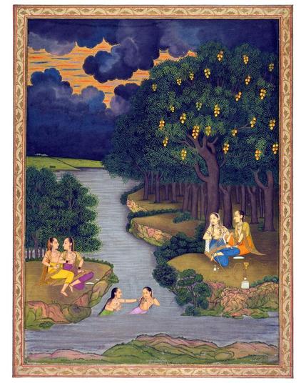 Women Enjoy the River at a Forest’s Edge 1648 Mughal India