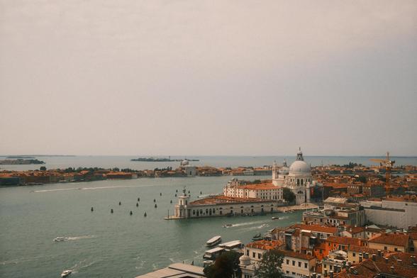 aerial view of Basilica Santa Maria della Salut in Venice