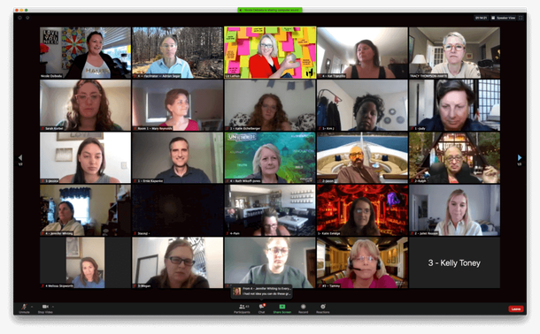 a screenshot of a group on Zoom answering The Three Questions