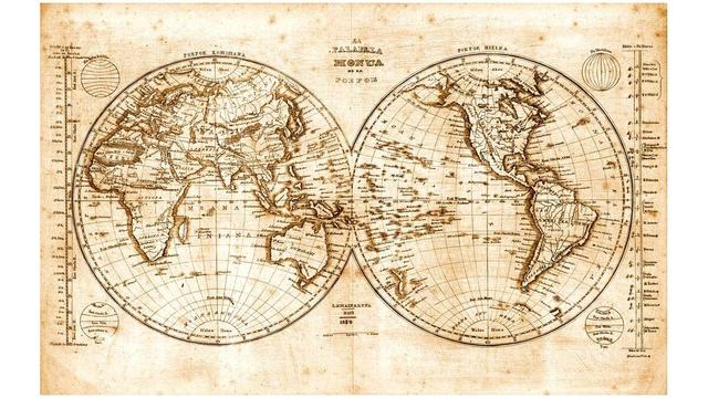 Hawaiian Map Of The World, Lahainaluna 1840
