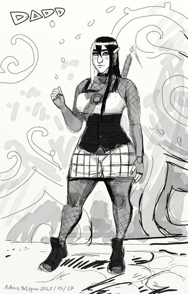 Heroine Elfe Ily. Dessiné sur Artrage à la tablette graphique.
