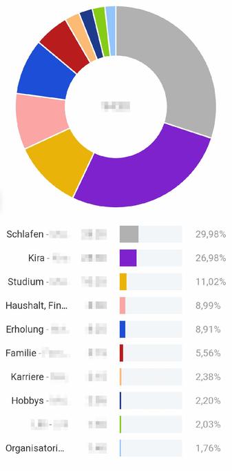 Screenshot der Zeiterfassungsauswertung