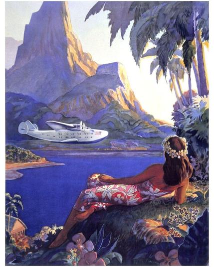 South Sea Islands Girl Seaplane Paradise