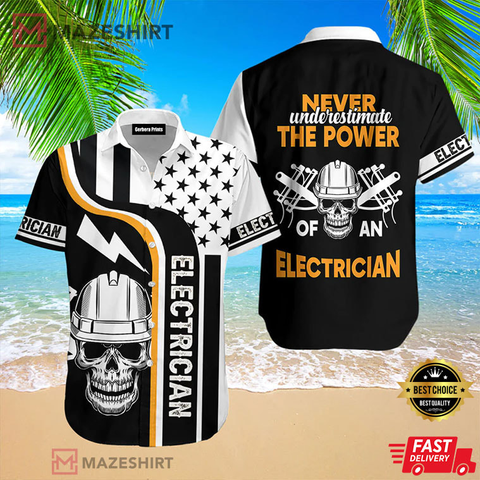 Electrician Skull Aloha Hawaiian Shirt