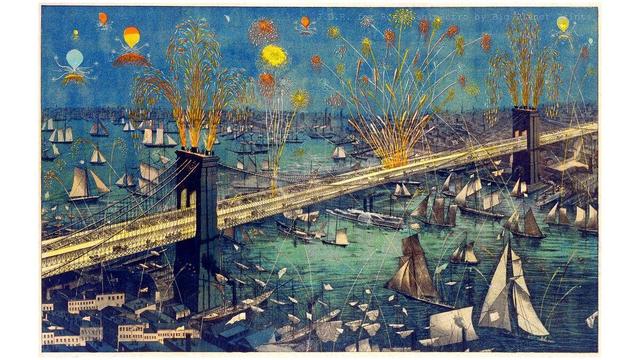 Brooklyn Bridge Opening Night Fireworks 1883