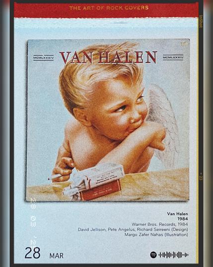 Abreißtageskalender von seltmann mit dem Kalenderblatt des Vinyl-Covers der LP "1984" (1984) von Van Halen