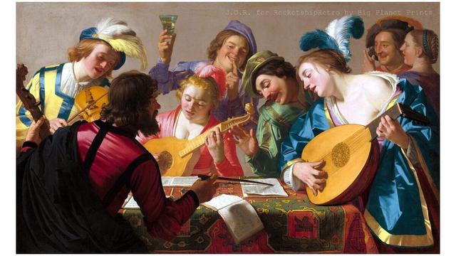 The Concert, Group of Musicians Rehearsing 1623 Gerrit van Honthorst