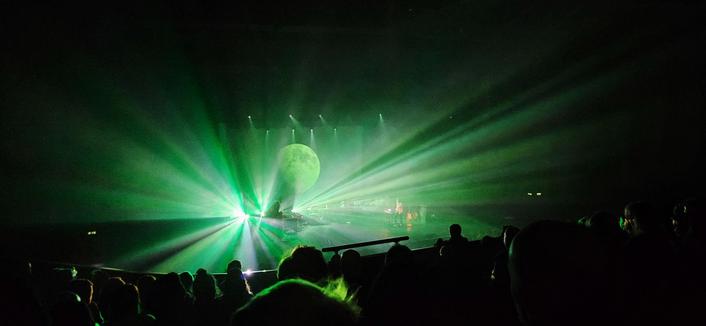 Spiritualized at the Barbican. Band, lightshow, moon projection.
