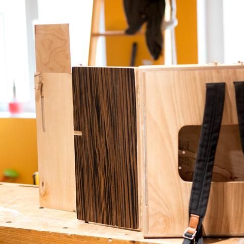 This is the back of the Educational kit. you can see the straps here. the doors, open, s slider comes out of the door, and another slider comes out off the first slider - this, as the story evolves the scene evolves as well.