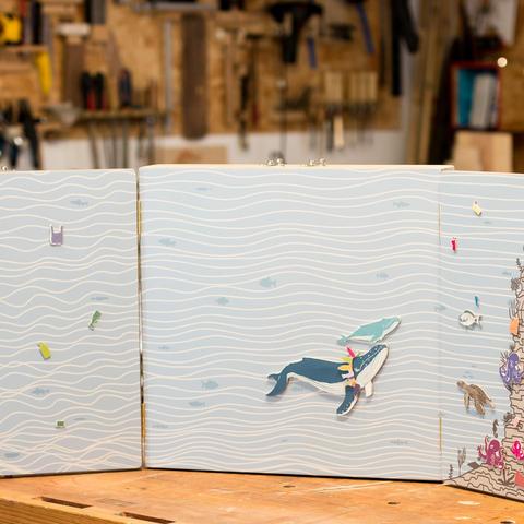 This is the front of the Educational kit. you can see the whales swimming here. 