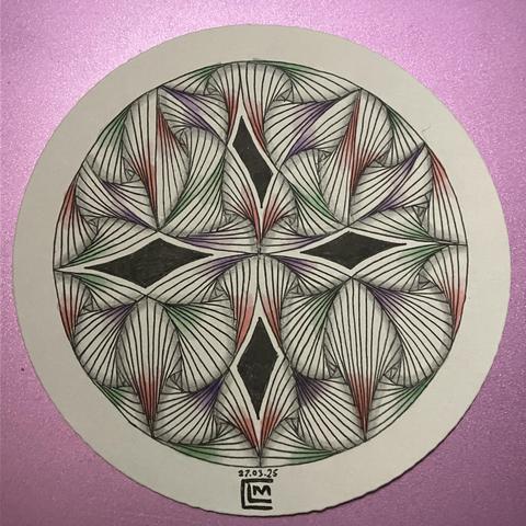 Finished tile with ink, shading snd some watercolour accents added 
