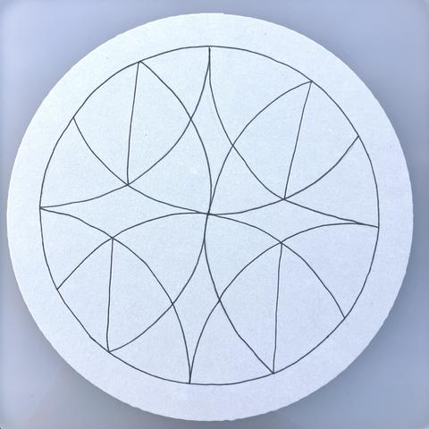 I didn’t have the pre-strung Zendala so I had to draw it up myself before tangling Paradox in the shapes.  