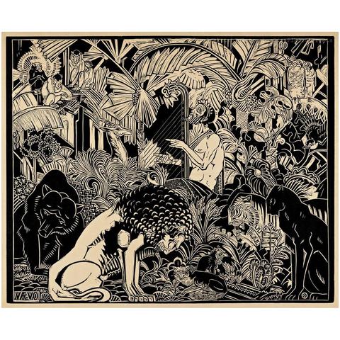Orpheus Plays Harp For Animals In Jungle 1720 Henri van der Stok