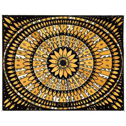 "May", Golden Yellow Circular Rosette Design 1918 Julie de Graag