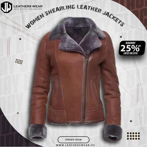 Ladies Shearling Biker Jacket