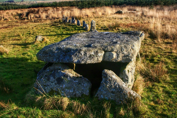 A Bronze Age cairn on a Dartmoor hillside 