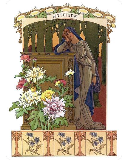 The Seasons Autumn Fall Ornamental Portrait 1901 Elisabeth Sonrel
